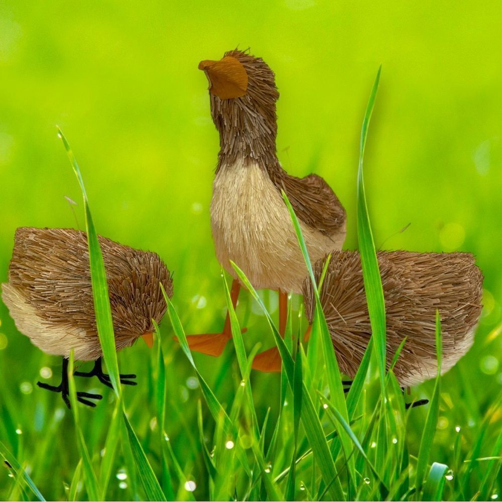 SET OF 3 STRAW EASTER DUCK FAMILY‎